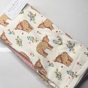 Isaac Mizrahi Cream and Brown Highland Cow Print Kitchen Towel